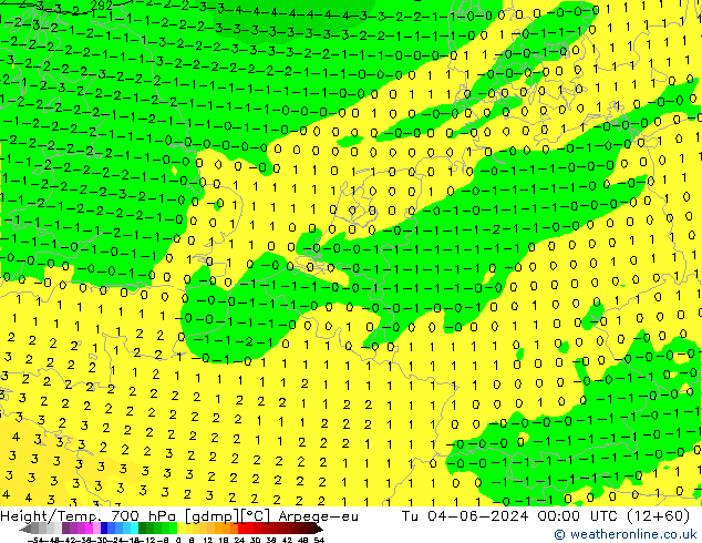 Height/Temp. 700 hPa Arpege-eu Ter 04.06.2024 00 UTC