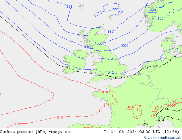 приземное давление Arpege-eu вт 04.06.2024 06 UTC