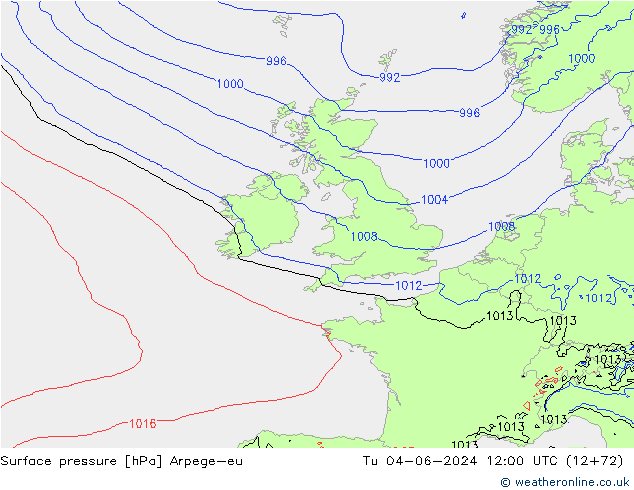 приземное давление Arpege-eu вт 04.06.2024 12 UTC