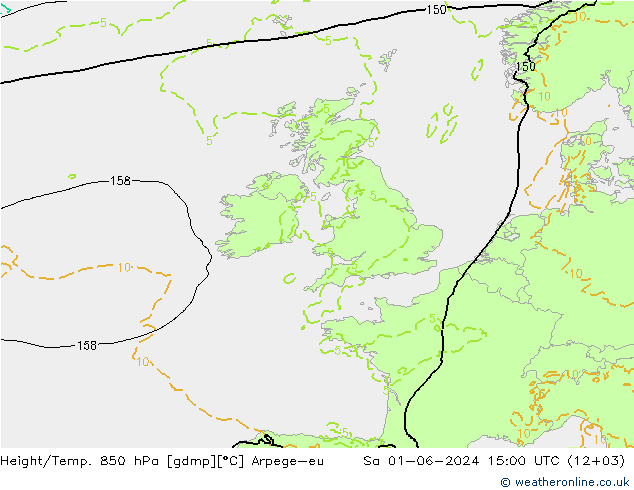 Height/Temp. 850 hPa Arpege-eu So 01.06.2024 15 UTC