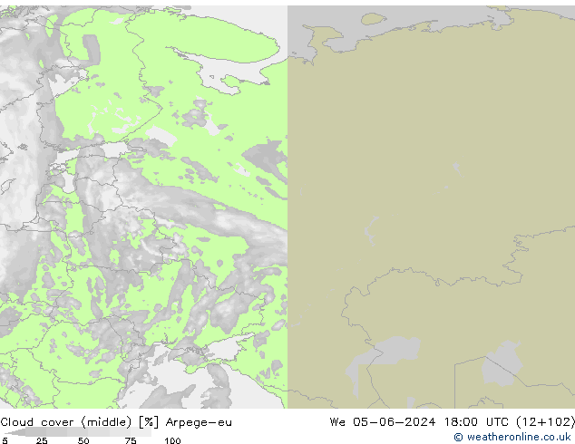 nuvens (médio) Arpege-eu Qua 05.06.2024 18 UTC