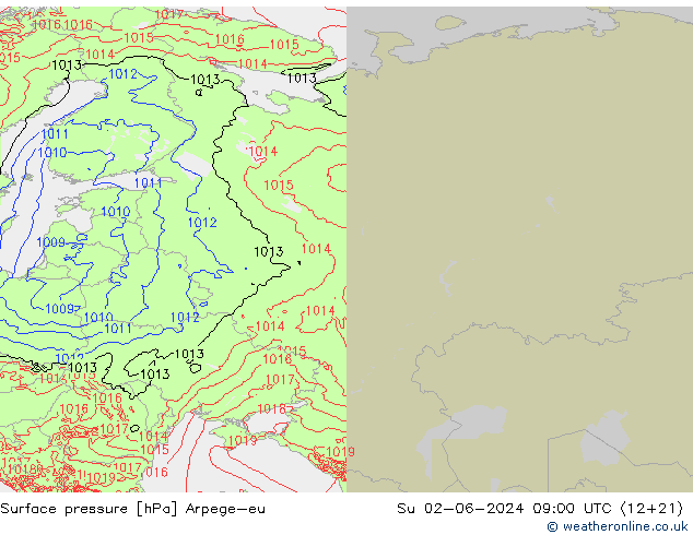 Bodendruck Arpege-eu So 02.06.2024 09 UTC
