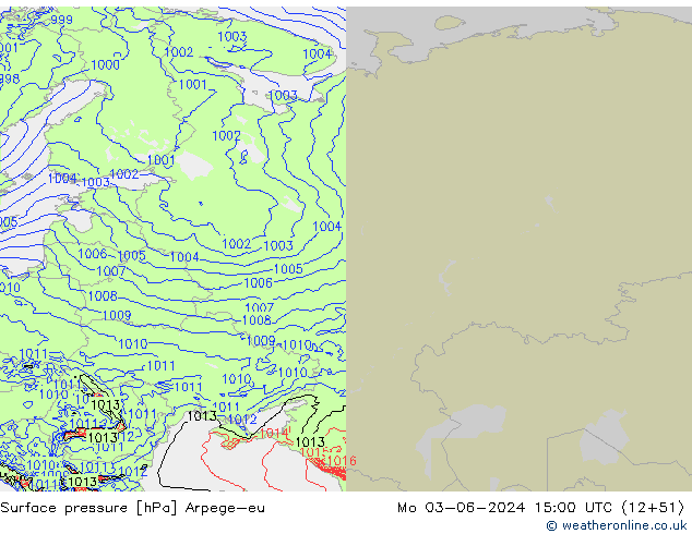 приземное давление Arpege-eu пн 03.06.2024 15 UTC