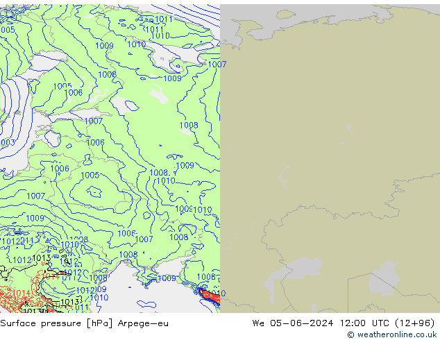 Atmosférický tlak Arpege-eu St 05.06.2024 12 UTC
