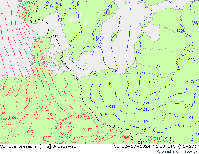 Atmosférický tlak Arpege-eu Ne 02.06.2024 15 UTC