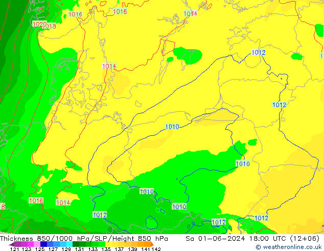 Thck 850-1000 hPa Arpege-eu so. 01.06.2024 18 UTC