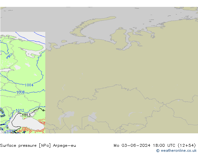 Presión superficial Arpege-eu lun 03.06.2024 18 UTC