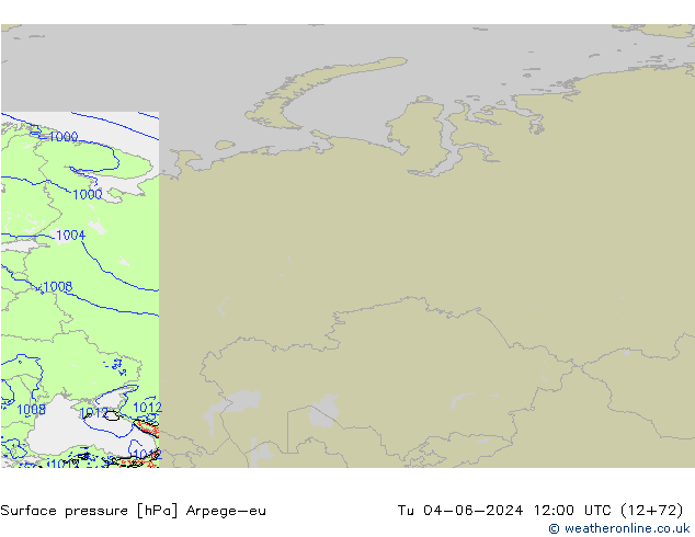 Yer basıncı Arpege-eu Sa 04.06.2024 12 UTC