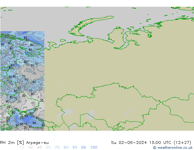 RH 2m Arpege-eu  02.06.2024 15 UTC