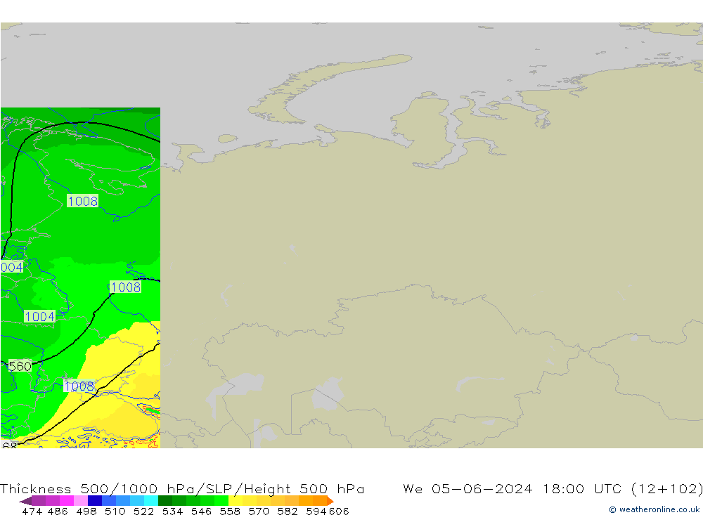 Thck 500-1000hPa Arpege-eu Qua 05.06.2024 18 UTC