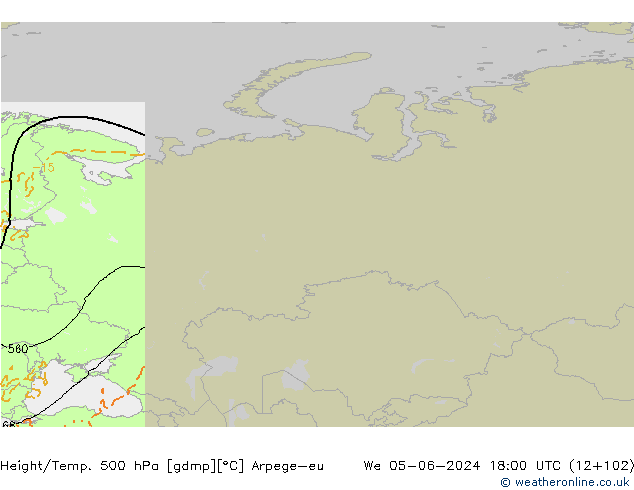 Hoogte/Temp. 500 hPa Arpege-eu wo 05.06.2024 18 UTC