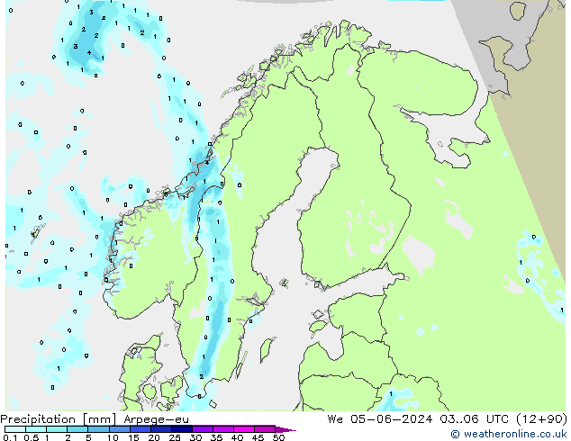 Precipitation Arpege-eu We 05.06.2024 06 UTC