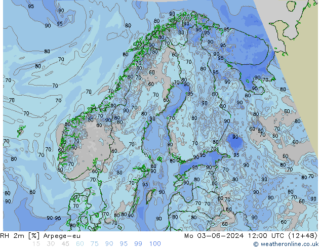 RH 2m Arpege-eu Seg 03.06.2024 12 UTC