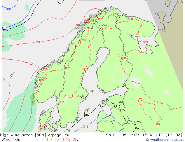 High wind areas Arpege-eu сб 01.06.2024 15 UTC