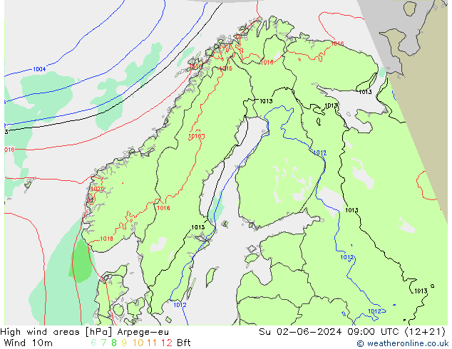 High wind areas Arpege-eu Ne 02.06.2024 09 UTC