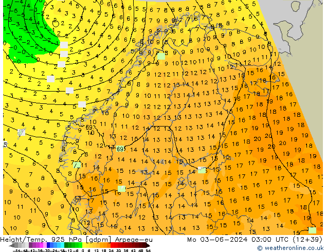 Height/Temp. 925 hPa Arpege-eu  03.06.2024 03 UTC