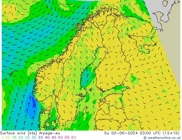 Vent 10 m Arpege-eu dim 02.06.2024 03 UTC