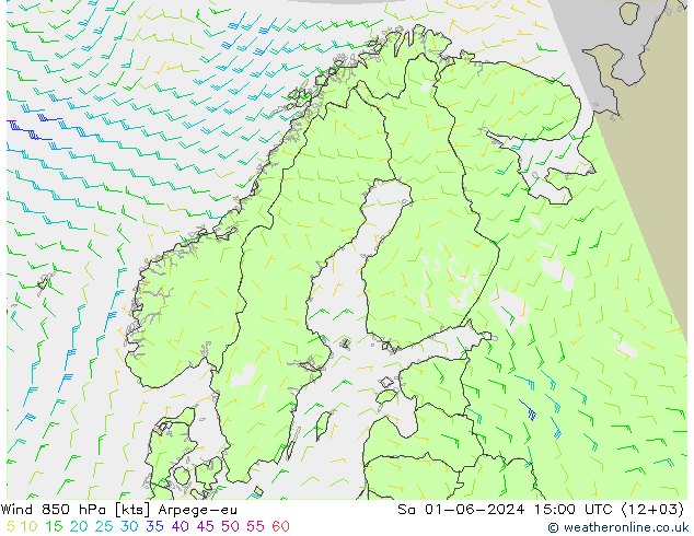 Wind 850 hPa Arpege-eu Sa 01.06.2024 15 UTC