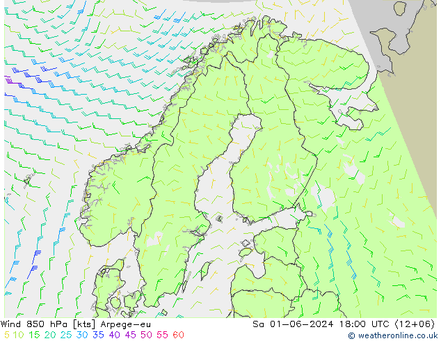 风 850 hPa Arpege-eu 星期六 01.06.2024 18 UTC