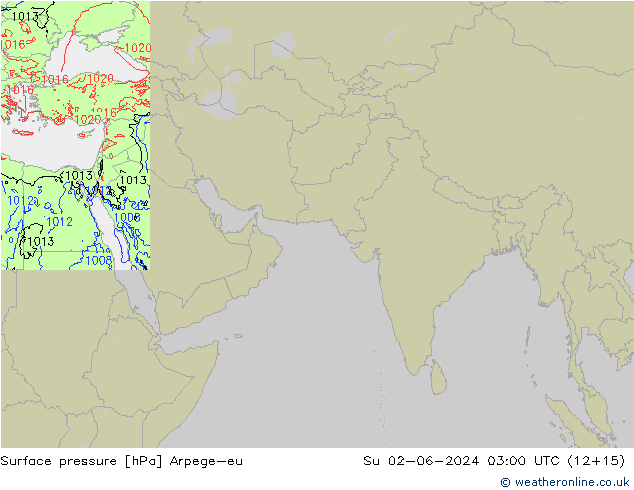 Surface pressure Arpege-eu Su 02.06.2024 03 UTC