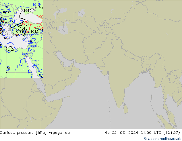 Pressione al suolo Arpege-eu lun 03.06.2024 21 UTC