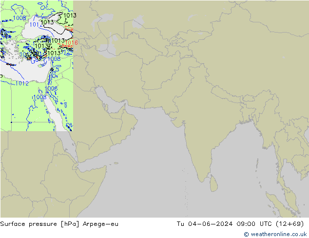приземное давление Arpege-eu вт 04.06.2024 09 UTC