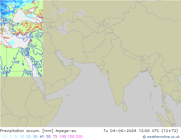Precipitation accum. Arpege-eu  04.06.2024 12 UTC