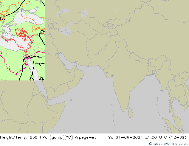 Height/Temp. 850 hPa Arpege-eu  01.06.2024 21 UTC