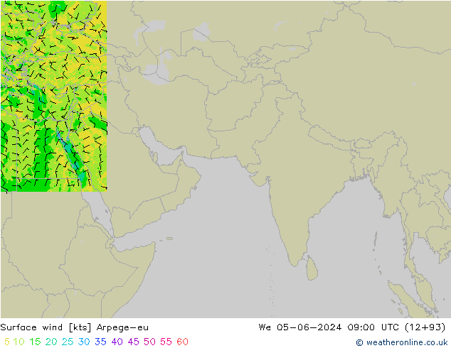 Viento 10 m Arpege-eu mié 05.06.2024 09 UTC