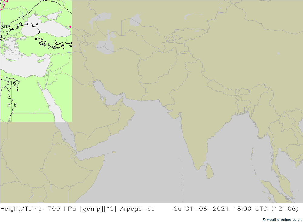 Height/Temp. 700 hPa Arpege-eu Sa 01.06.2024 18 UTC