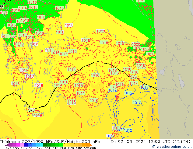 Thck 500-1000hPa Arpege-eu Dom 02.06.2024 12 UTC