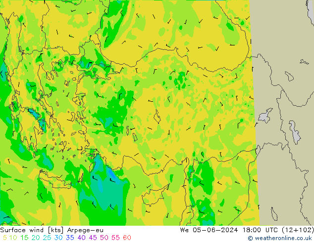 Rüzgar 10 m Arpege-eu Çar 05.06.2024 18 UTC