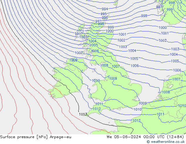 Surface pressure Arpege-eu We 05.06.2024 00 UTC