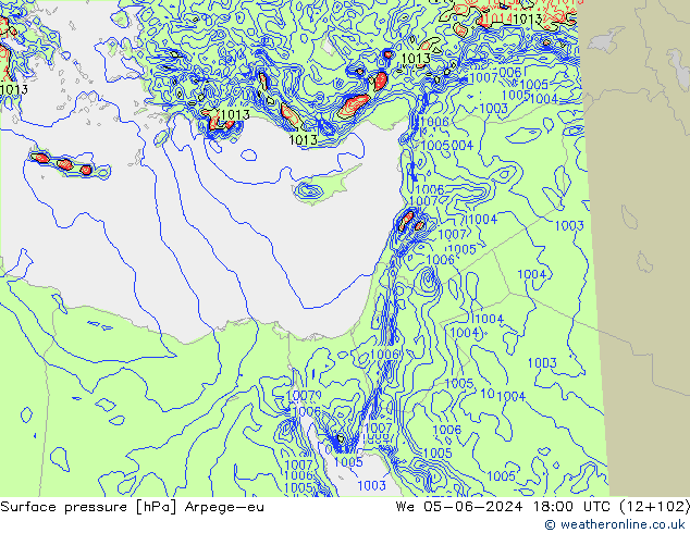 Yer basıncı Arpege-eu Çar 05.06.2024 18 UTC