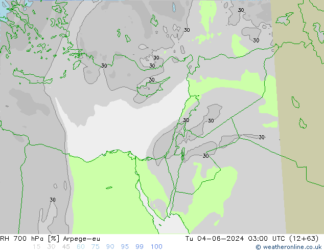 RH 700 hPa Arpege-eu Ter 04.06.2024 03 UTC