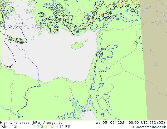 High wind areas Arpege-eu mer 05.06.2024 09 UTC
