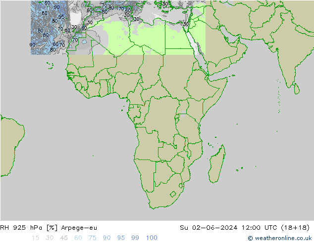 RH 925 hPa Arpege-eu Dom 02.06.2024 12 UTC