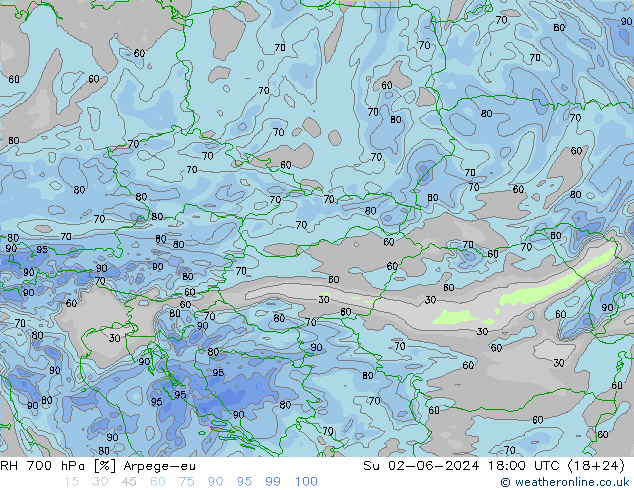 RV 700 hPa Arpege-eu zo 02.06.2024 18 UTC