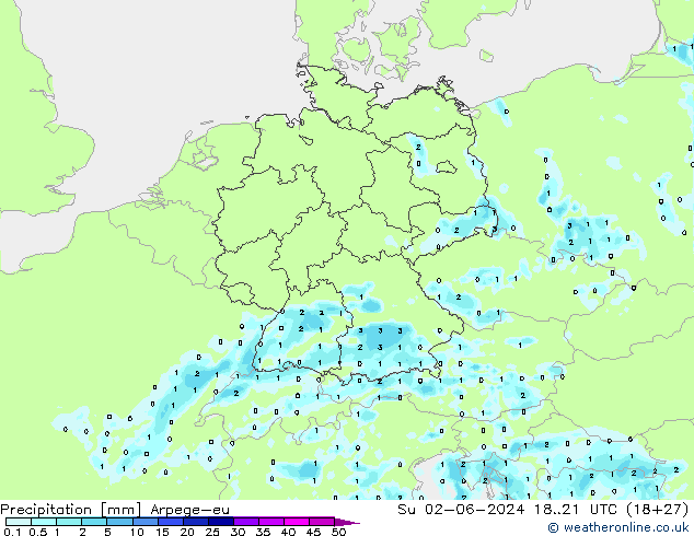 Neerslag Arpege-eu zo 02.06.2024 21 UTC
