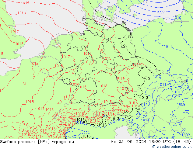 Bodendruck Arpege-eu Mo 03.06.2024 18 UTC