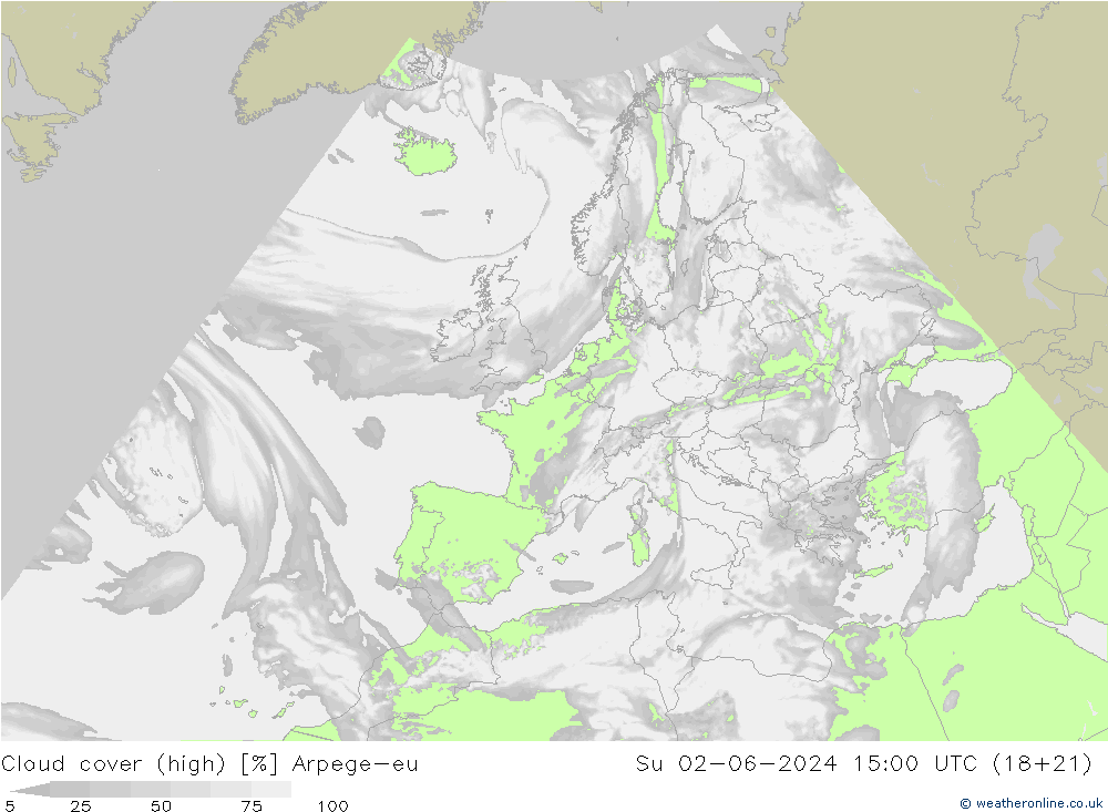 Wolken (hohe) Arpege-eu So 02.06.2024 15 UTC