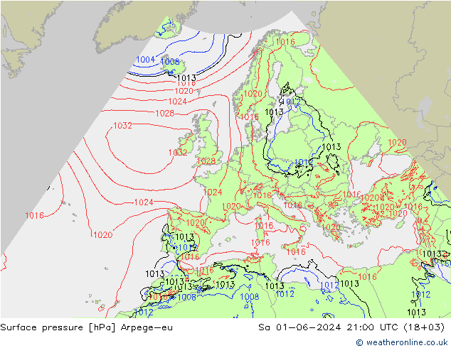 Bodendruck Arpege-eu Sa 01.06.2024 21 UTC