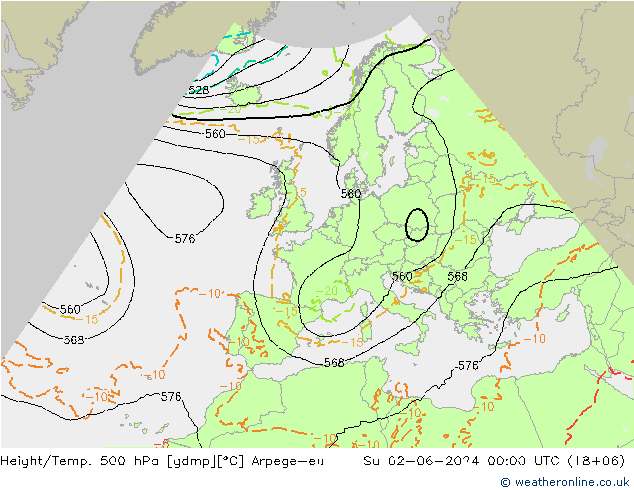 Hoogte/Temp. 500 hPa Arpege-eu zo 02.06.2024 00 UTC