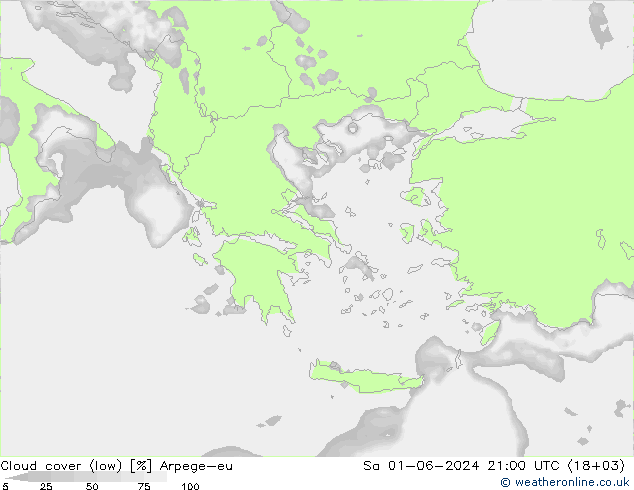 Bewolking (Laag) Arpege-eu za 01.06.2024 21 UTC