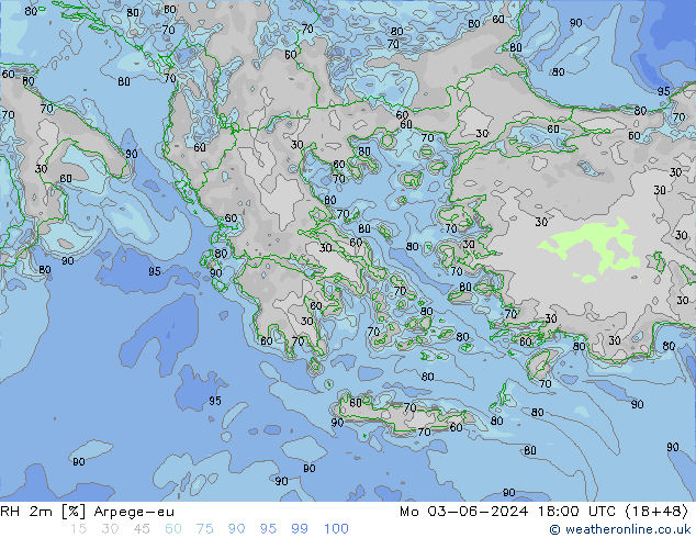 RH 2m Arpege-eu  03.06.2024 18 UTC