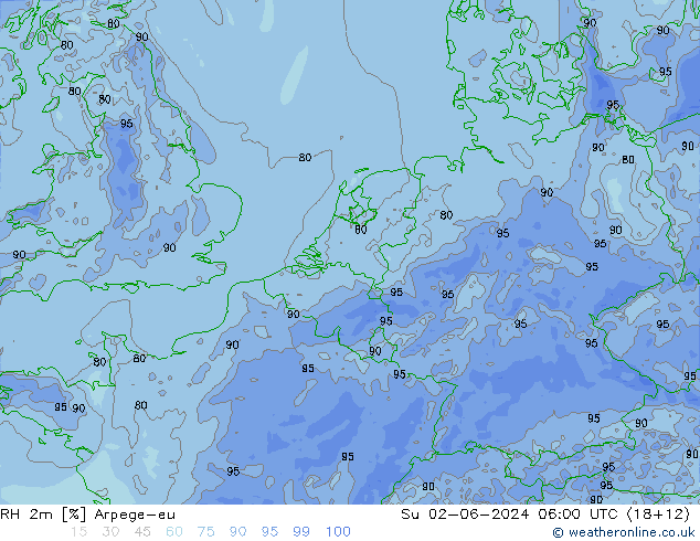 RH 2m Arpege-eu So 02.06.2024 06 UTC