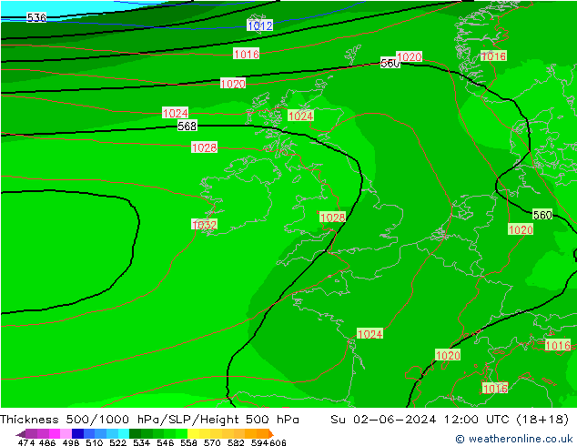 Thck 500-1000hPa Arpege-eu Su 02.06.2024 12 UTC