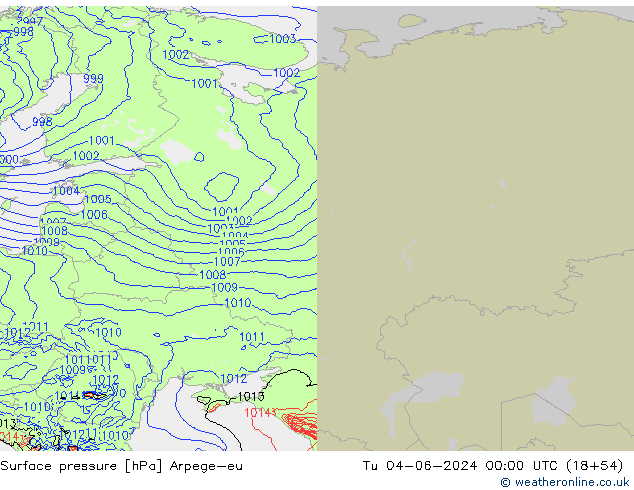 Surface pressure Arpege-eu Tu 04.06.2024 00 UTC