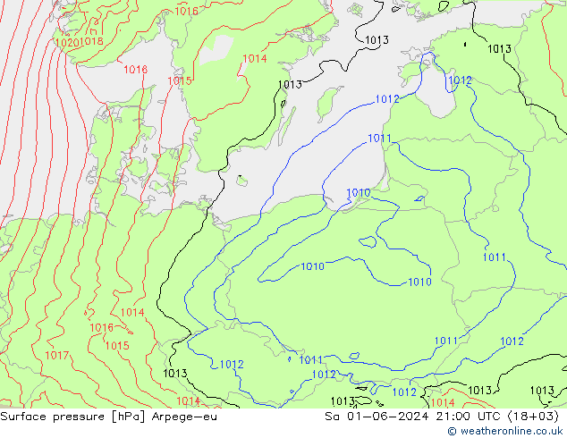 приземное давление Arpege-eu сб 01.06.2024 21 UTC