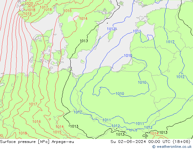 Luchtdruk (Grond) Arpege-eu zo 02.06.2024 00 UTC